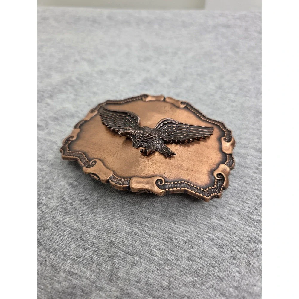Vintage Winged American Eagle Solid Bronze Scalloped Buckle